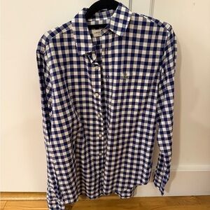 Lacoste Men's Blue and White Plaid Shirt